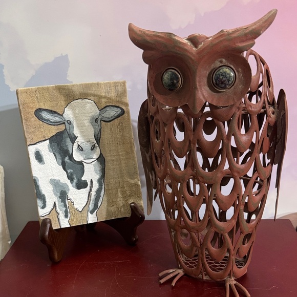 Handcrafted Rustic Metal Owl Sculpture